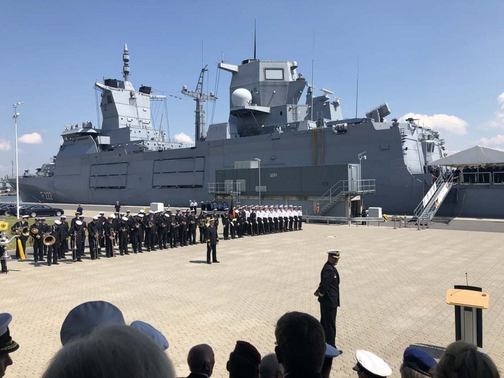 German Navy's F125 frigate Baden-Württemberg F222 at its commissioning ceremony. (Photo credit: German Navy)