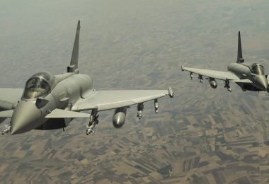 Eurofighter Typhoons seen from a KC-10 during operation Inherent Resolve 2017 (USAF photo)