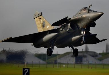 French Rafale lands at RAF Lakenheath in exercise POINTBLANK Nov 25 2018 USAF photo tech sgt Matthew Plew