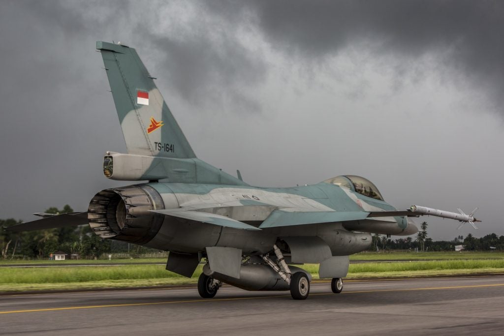 Indonesian Air Force F-16 taxis during exercise Cope West 17 (US Marine Corps photo by Cpl. Aaron Henson)