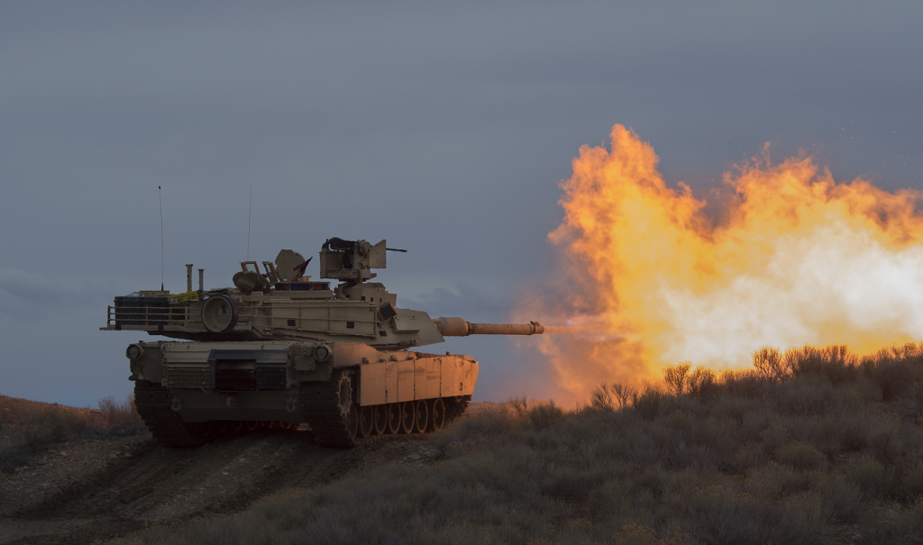 M1A2 Abrams Tanks from Idaho Army National Guard run through field exercises on Orchard Combat Training Center 2019-02-04 ID ANG Thomas Alvarez