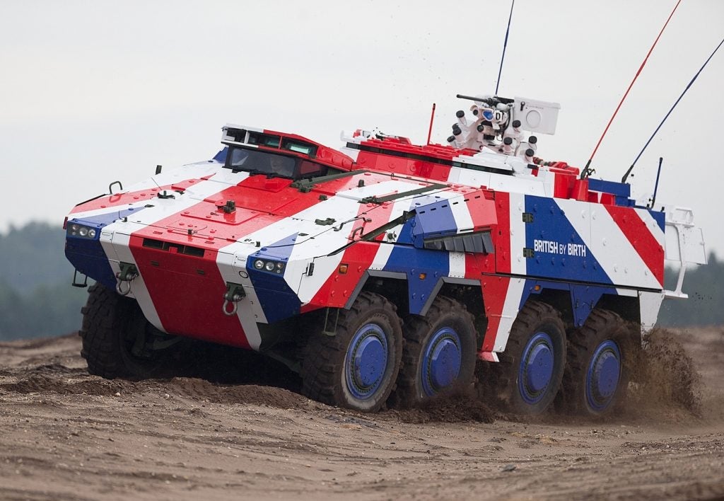 Boxer vehicle painted like the UK flag in a bid for the British Army (photo courtesy of Rheinmetall)