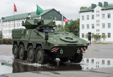 A Boxer armored vehicle at its acceptance ceremony in Lithuania in June 2019 (photo courtesy of the Lithuanian Ministry of National Defense)