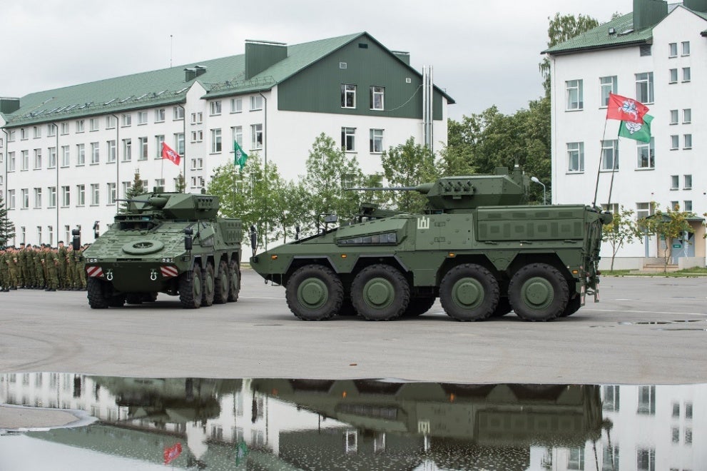 Two Boxer armored vehicles at their acceptance ceremony in Lithuania in June 2019 (photo courtesy of the Lithuanian Ministry of National Defense)