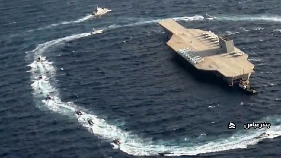 Iran Launches Mock Ballistic Missile Attack Against Fake Aircraft Carrier in Strait of Hormuz