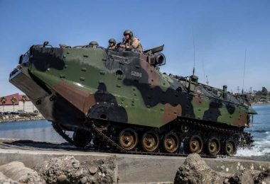 U.S. Marines with the Assault Amphibian School, recover an AAV-P7/A1 on Camp Pendleton, Calif., April 9, 2018. (U.S. Marine Corps photo by Lance Cpl. Dalton Swanbeck)