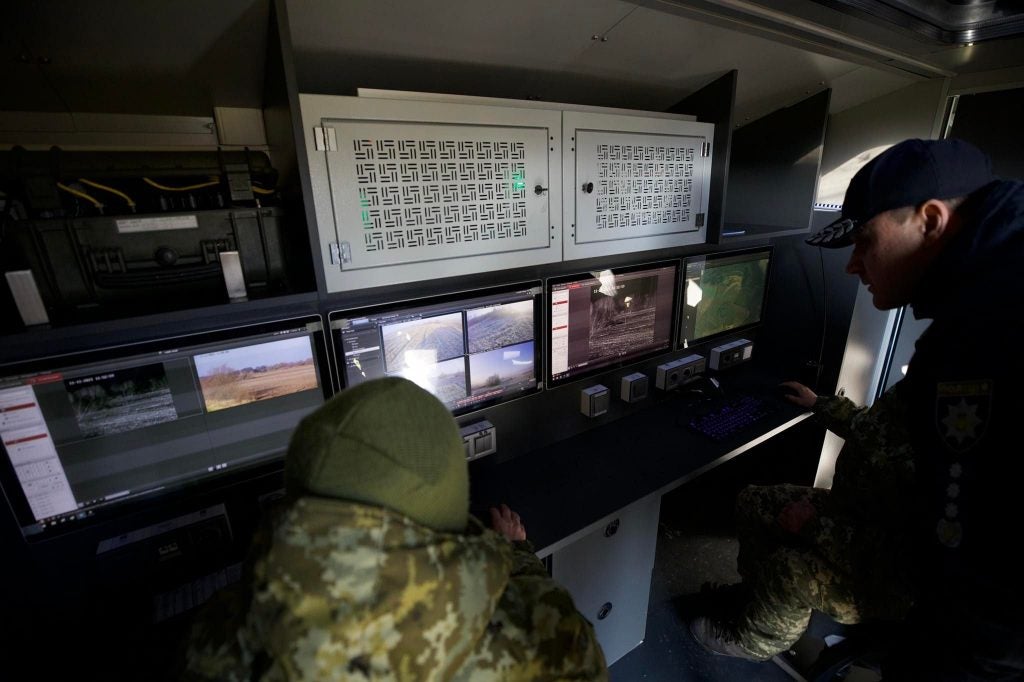 Ukrainian officials inspect the control station of a border surveillance van on Ukraine's border with Belarus (Ministry of Internal Affairs of Ukraine)