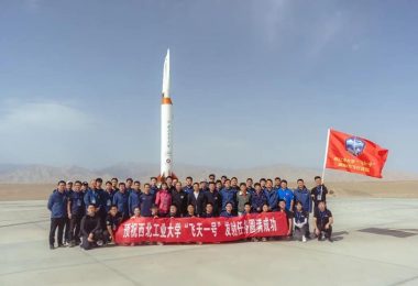 The Northwestern Polytechnical Students Pose In Front Of The Feitian-1