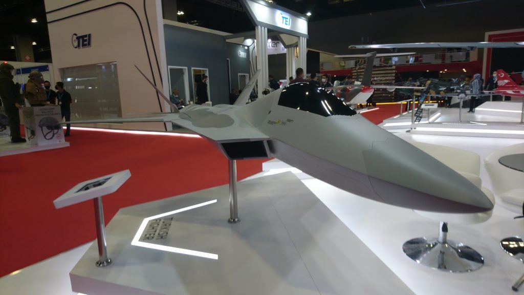 A scale model of Turkish Aerospace's TF-X at Defense Security Asia 2022 (Albert Lee for Overt Defense)