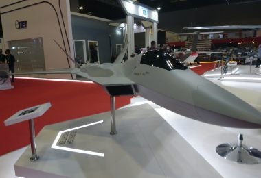 A scale model of Turkish Aerospace's TF-X at Defense Security Asia 2022 (Albert Lee for Overt Defense)