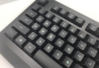 A Razer Cynosa Pro membrane keyboard with signs of wear from use (Albert Lee for Overt Defense)