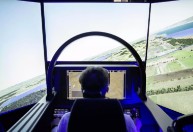 A FCAS Prototyping Laboratory team member flies the FCAS in a simulated mission (Airbus)