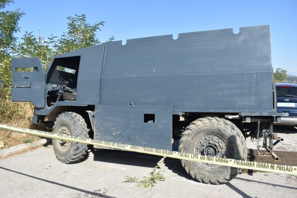 An armored vehicle abandoned by Serb militants after the 24 September attack on Kosovo Police (Kosovo Police)