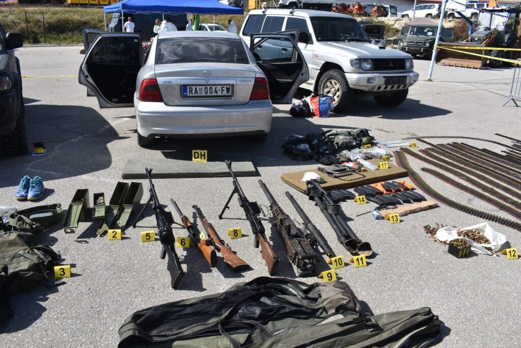 Weapons abandoned by Serb militants after the 24 September attack on Kosovo Police in Banjska (Kosovo Police)