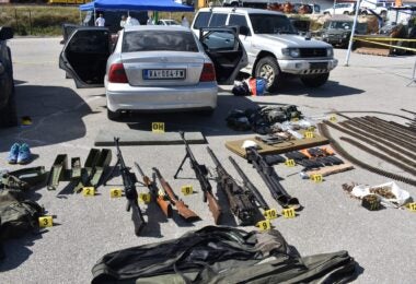 Weapons abandoned by Serb militants after the 24 September attack on Kosovo Police in Banjska (Kosovo Police)