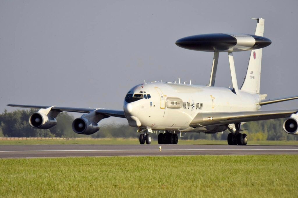 A NATO E-3 AWACS arrives at Siauliai Air Base in Lithuania as part of a monitoring mission in late September 2023 (Lithuanian Ministry of National Defence)