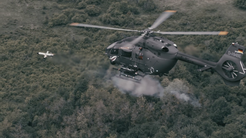 An Airbus H145M fires an anti-tank guided missile during a test (Airbus Helicopters)