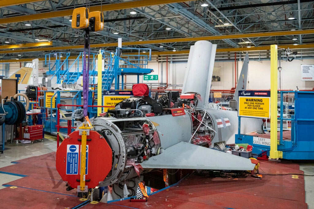 BAE Systems' test Typhoon with the European Common Radar System Mk.2 radar installed (Defence Equipment & Support)