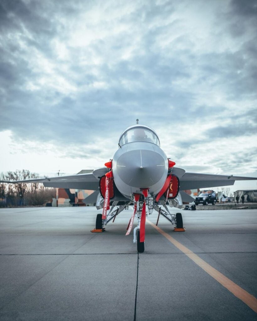 A frontal view of one of the Polish Air Force's FA-50s (General Staff of the Polish Armed Forces)