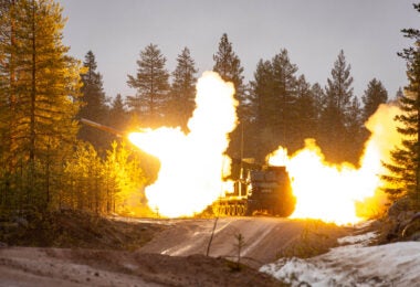 A Finnish Army M270 firing during an exercise (Finnish Army)