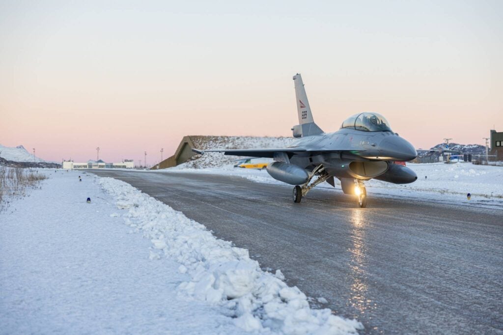A F-16 formerly of the Royal Norwegian Air Force after its arrival in Denmark to support Ukrainian pilot training (Norwegian Armed Forces)