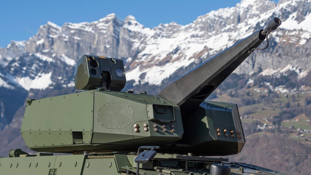 Rheinmetall handout photograph of a Skyranger 30 air defense system