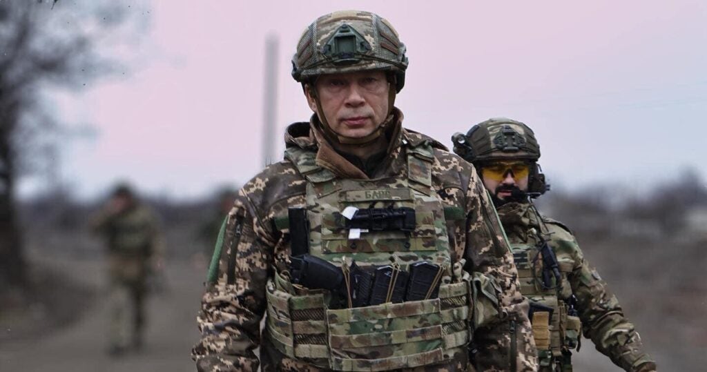 Colonel-General Oleksandr Syrskyi in Bakhmut in early 2023 (Joint Forces Task Force)