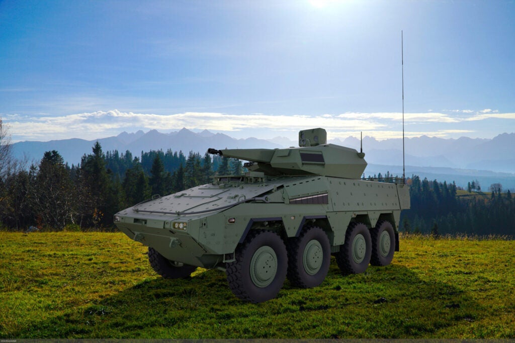 Rheinmetall render of a Skyranger 30 turret installed on a Boxer armored fighting vehicle