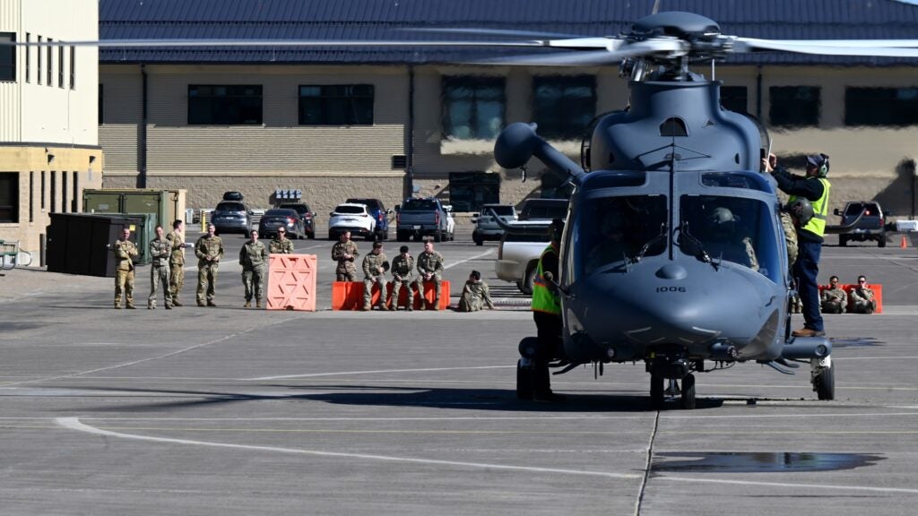 A MH-139 Grey Wolf at Malmstrom Air Base, Montana, is prepared for a mission (U.S. Air Force photo by Staff Sgt. Trevor Rhynes)