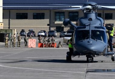 A MH-139 Grey Wolf at Malmstrom Air Base, Montana, is prepared for a mission (U.S. Air Force photo by Staff Sgt. Trevor Rhynes)