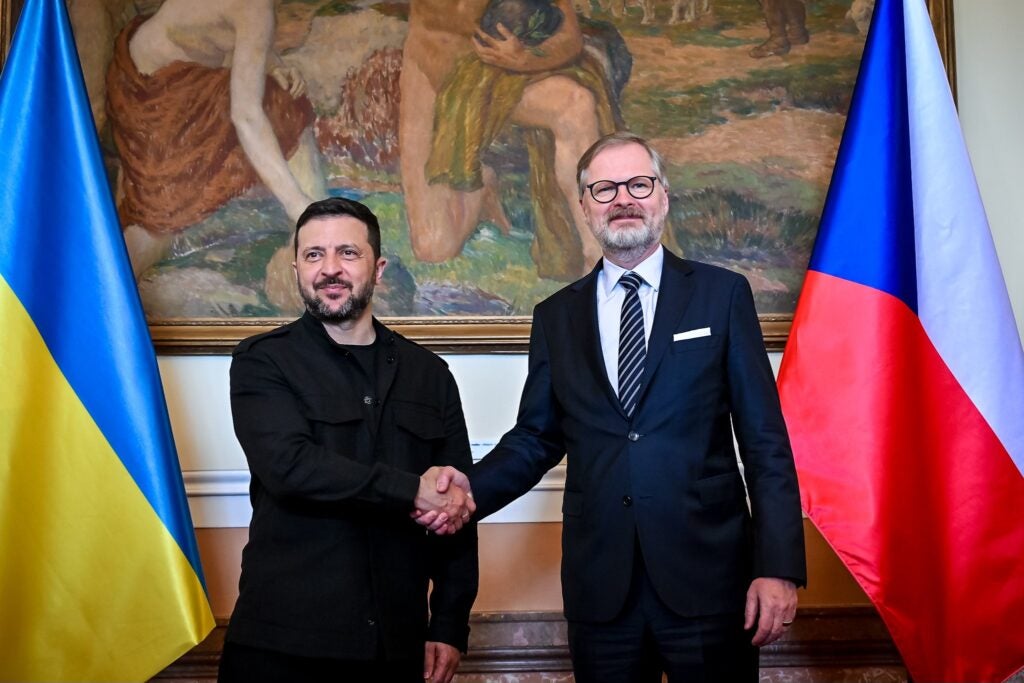 Ukrainian President Volodmyr Zelensky with Czech Prime Minister Petr Fiala on May 5, 2025 (Office of the Czech Prime Minister)