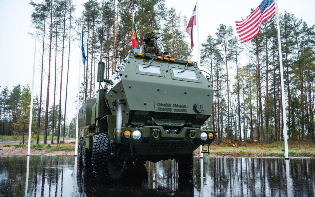 An Estonian HIMARS launcher at the April 30 handover ceremony (Estonian Centre for Defence Investments)