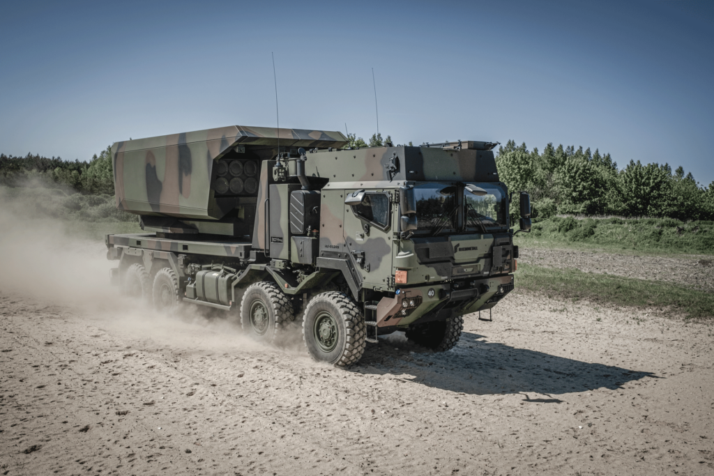 The GMARS wheeled rocket artillery system jointly developed by Rheinmetall and Lockheed Martin (Rheinmetall)