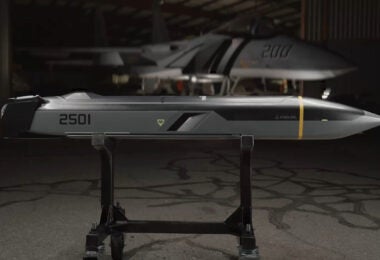 A mockup of an Anduril Barracuda 250 cruise missile (Anduril Industries)