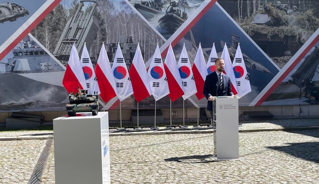 Polish defense minister Władysław Kosiniak-Kamysz at a July 2 press conference detailing progress on K2 tank procurement (Polish Ministry of National Defence)