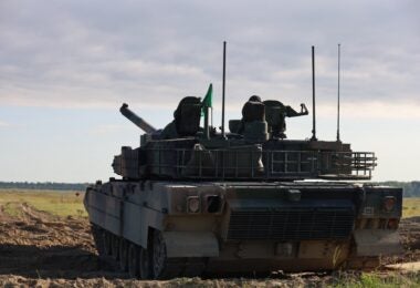 A Polish Army K2 tank training at the Centrum Szkolenia Wojsk Lądowych in Poznań