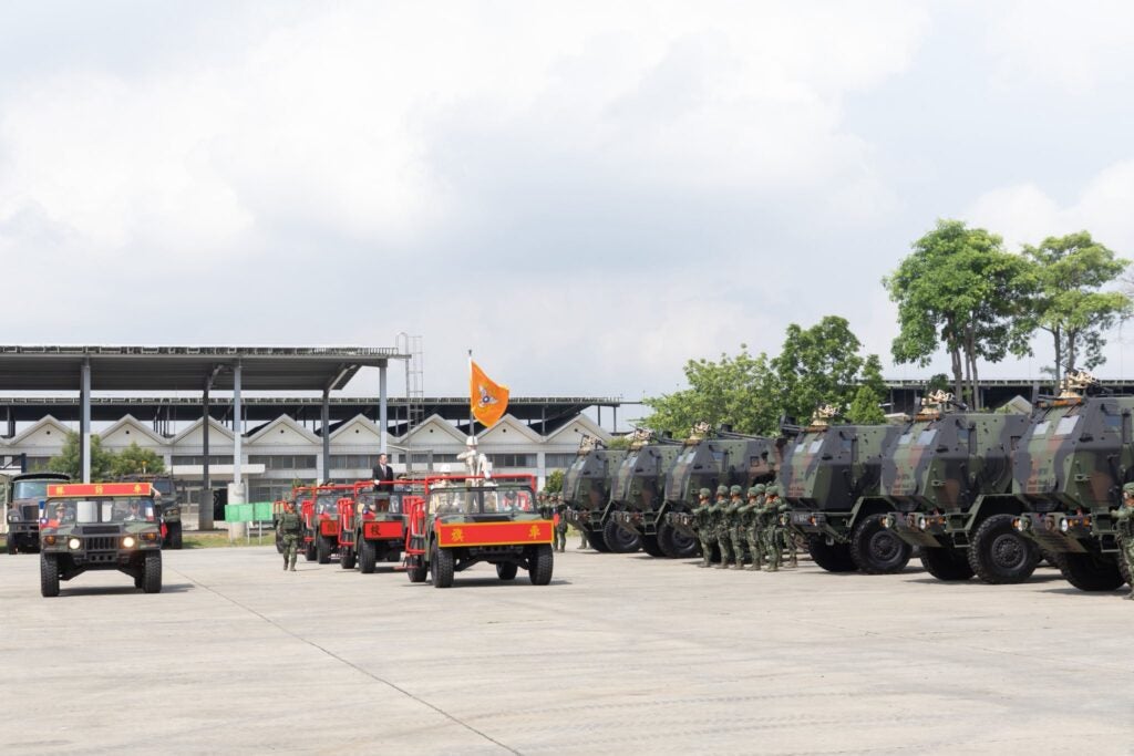 Taiwanese defense minister Wellington Koo at the commissioning ceremony of the Taiwanese Army's first HIMARS unit (Military News Agency)