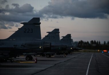Finnish exercise Protective Fence 25, 22-26/9 2025. Swedish air force participating wit units from Norrbotten Wing, Skaraborg Wing, Uppland Wing, Swedish Air Foce Staff, and Air Warfare Centre. Pictures from Oulu airport where the unit from Norrbotten Wing were based. (Jesper Sundström/Försvarsmakten)